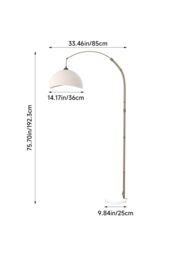 H&O Direct E27 1-Light Fabric Lampshade Floor Lamp with Foot Switch in White - thumbnail 3