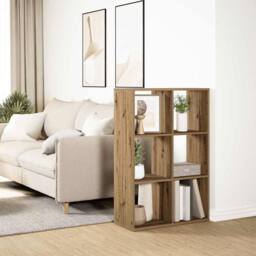 Berkfield Home Room Divider Bookcase Artisan Oak 69.5x29x103.5 cm Engineered Wood in Brown - thumbnail 4