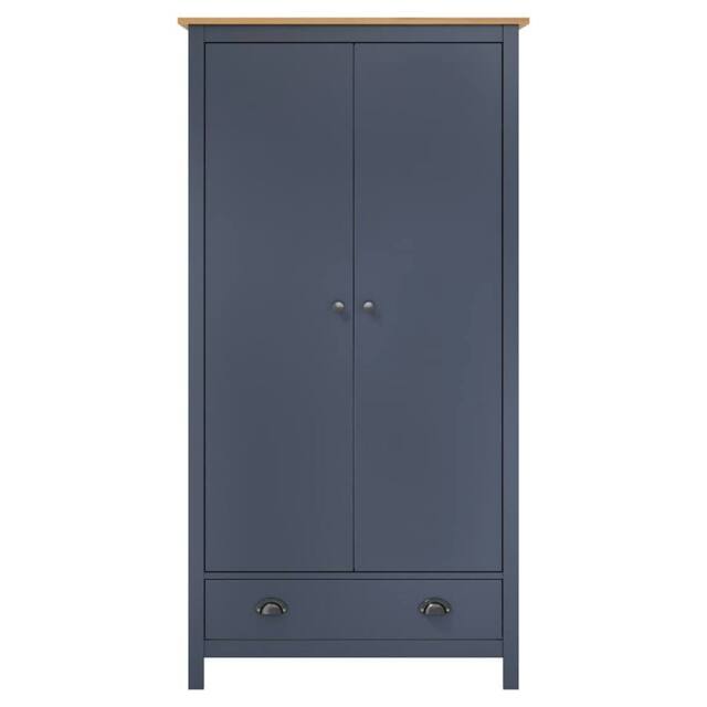Berkfield Home 2-Door Wardrobe Hill Grey 89x50x170 cm Solid Pine Wood in Navy - Size: 89 x 50 x 170 cm - image 1
