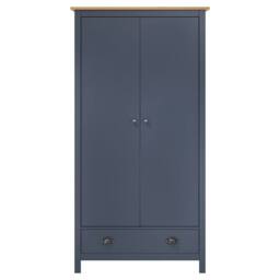 Berkfield Home 2-Door Wardrobe Hill Grey 89x50x170 cm Solid Pine Wood in Navy - Size: 89 x 50 x 170 cm