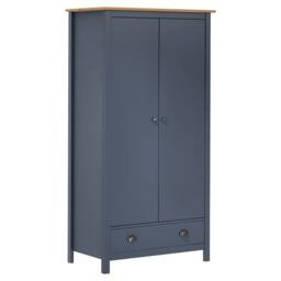 Berkfield Home 2-Door Wardrobe Hill Grey 89x50x170 cm Solid Pine Wood in Navy - Size: 89 x 50 x 170 cm - thumbnail 2