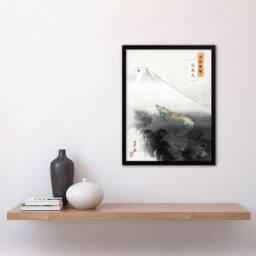 Artery8 Ryu Shoten Ascending Dragon Vintage Japan Framed Wall Art Print Gekko in Grey - Size: A4 - thumbnail 4