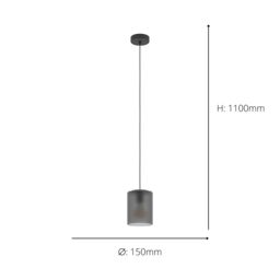 Eglo Colomera Black Steel & Glass Modern Minimalist Pendant - thumbnail 4
