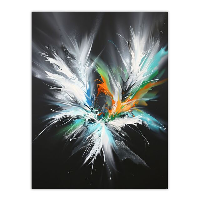 "Artery8 Abstract Modern Art Paint Splat Dark Feathers Wall Art Print - Size: W18"" x H24""" - image 1