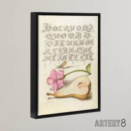 "Artery8 Mayfly Red Campion & Pear Calligraphy Framed Canvas Wall Art Print in Beige - Size: W18"" x H24""" - thumbnail 2