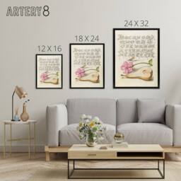 "Artery8 Mayfly Red Campion & Pear Calligraphy Framed Canvas Wall Art Print in Beige - Size: W18"" x H24""" - thumbnail 4