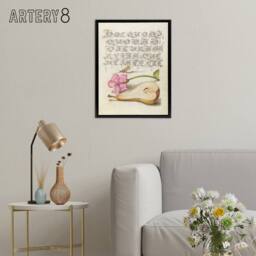 "Artery8 Mayfly Red Campion & Pear Calligraphy Framed Canvas Wall Art Print in Beige - Size: W18"" x H24""" - thumbnail 3