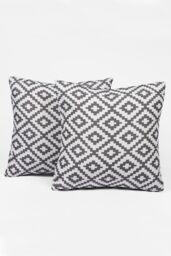 OHS 2 x Geometric Cushion Cover Water Resistant Outdoor Garden in Mid Grey - Size: 45 cm x 45 cm - thumbnail 3