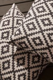 OHS 2 x Geometric Cushion Cover Water Resistant Outdoor Garden in Mid Grey - Size: 45 cm x 45 cm - thumbnail 2