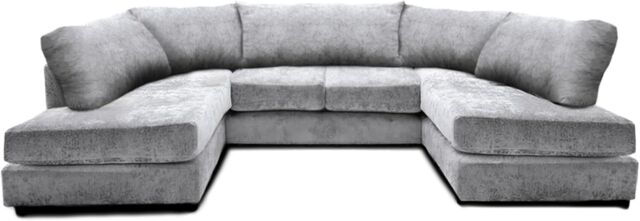 Furniture 786 Cambridge Full Back 6 Seater U Shaped Corner Chenille Fabric Sofa in Silver - image 1