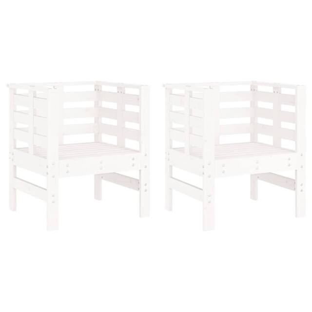 Berkfield Home Garden Chairs 2 pcs White 61.5x53x71 cm Solid Wood Pine - image 1