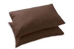 Snug City Polycotton Plain Dyed Housewife Pillowcase Pair in Brown - thumbnail 3