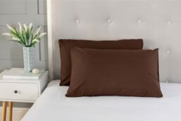 Snug City Polycotton Plain Dyed Housewife Pillowcase Pair in Brown - thumbnail 2