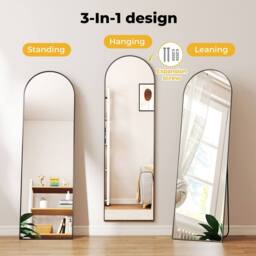 Levede 65X60CM Full Length Free Standing Floor Mirror Wall Mounted in Black - Size: 65X60 cm - thumbnail 4