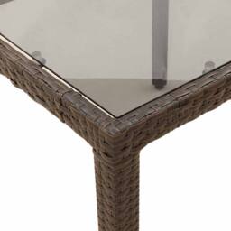 Berkfield Home Garden Table with Glass Top Brown 90x90x75 cm Poly Rattan - Size: 90 x 90 x 75 cm - thumbnail 8