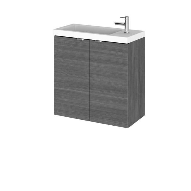 Balterley Alrewas 2 Door Vanity Basin Unit, Anthracite Woodgrain, 500mm in Grey - image 1