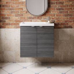 Balterley Alrewas 2 Door Vanity Basin Unit, Anthracite Woodgrain, 500mm in Grey - thumbnail 6