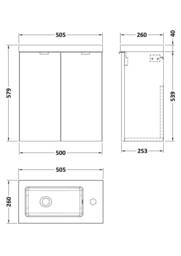 Balterley Alrewas 2 Door Vanity Basin Unit, Anthracite Woodgrain, 500mm in Grey - thumbnail 2