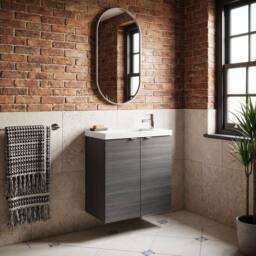 Balterley Alrewas 2 Door Vanity Basin Unit, Anthracite Woodgrain, 500mm in Grey - thumbnail 4