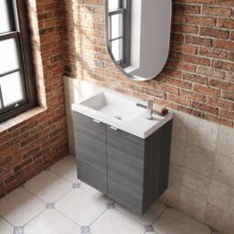 Balterley Alrewas 2 Door Vanity Basin Unit, Anthracite Woodgrain, 500mm in Grey - thumbnail 3