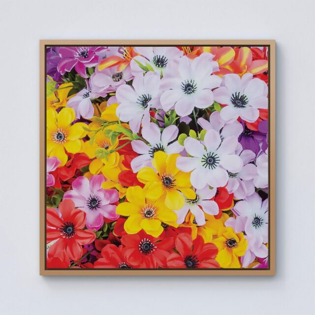 "Warren Reed - Designer Spring Flowers Framed Canvas in Light Brown - Size: W30"" x H30""" - image 1