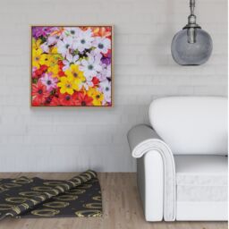 "Warren Reed - Designer Spring Flowers Framed Canvas in Light Brown - Size: W30"" x H30""" - thumbnail 2