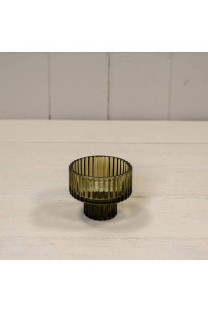 KDMD Olive Green Glass Candle Holder - Small - image 1