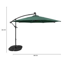 Monstershop LED Cantilever Parasol 3m With Full Fan Base - Green - thumbnail 5