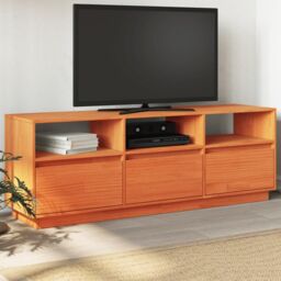 Berkfield Home TV Cabinet Wax Brown 140x37x50 cm Solid Wood Pine - Size: 140 x 37 x 50 cm