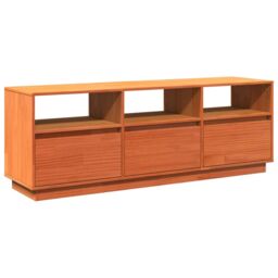 Berkfield Home TV Cabinet Wax Brown 140x37x50 cm Solid Wood Pine - Size: 140 x 37 x 50 cm - thumbnail 2