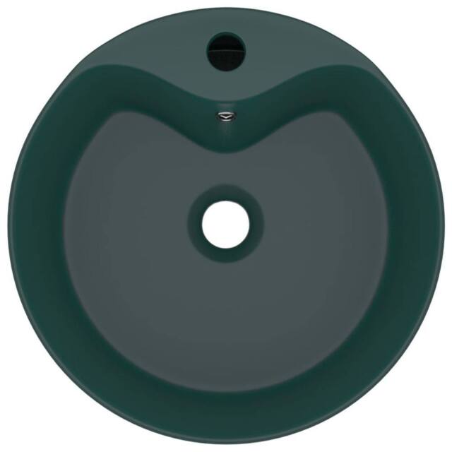 Berkfield Home Luxury Wash Basin with Overflow Matt Dark Green 36x13 cm Ceramic - image 1