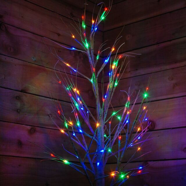 Samuel Alexander 2.4m Light up Christmas Birch Tree with 136 Multi-Coloured LEDs - image 1