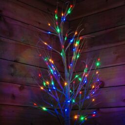 Samuel Alexander 2.4m Light up Christmas Birch Tree with 136 Multi-Coloured LEDs