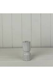 KDMD Grey Petite Glazed Ceramic Candle Holder with Textured Detail - 12mm