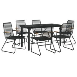 Berkfield Home 7 Piece Garden Dining Set Black PVC Rattan - thumbnail 3