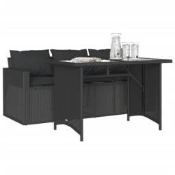 Berkfield Home Beautiful 2 Piece Garden Dining Set with Cushions Black Poly Rattan - thumbnail 1
