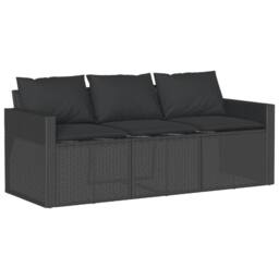 Berkfield Home Beautiful 2 Piece Garden Dining Set with Cushions Black Poly Rattan - thumbnail 4