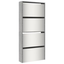 Berkfield Home Shoe Cabinet with Mirror 4-Layer Grey Sonoma 63x17x134 cm - Size: 63 x 17 x 134 cm - thumbnail 2
