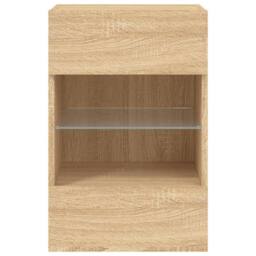Berkfield Home TV Wall Cabinet with LED Lights Sonoma Oak 40x30x60.5 cm in Light Brown - thumbnail 9