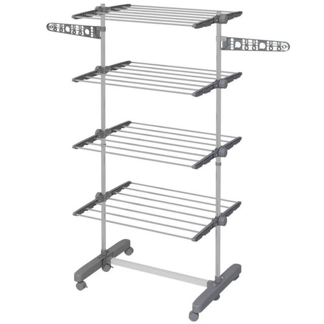 NESTLUNE 4-Tier Large Clothes Airer Stainless Steel Clothes in Grey - image 1