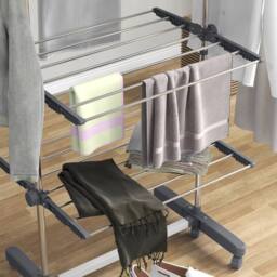 NESTLUNE 4-Tier Large Clothes Airer Stainless Steel Clothes in Grey - thumbnail 5