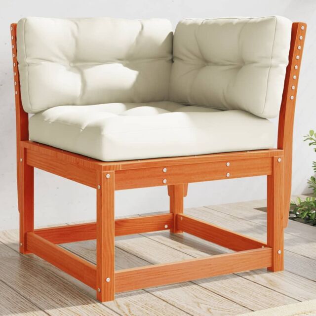 Berkfield Home Garden Sofa Corner with Cushions Wax Brown 73x73x78 cm Solid Wood Pine - Size: 73 x 73 x 78 cm - image 1