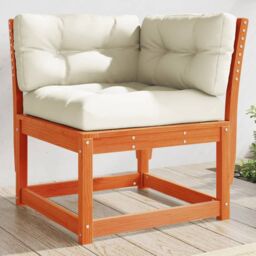 Berkfield Home Garden Sofa Corner with Cushions Wax Brown 73x73x78 cm Solid Wood Pine - Size: 73 x 73 x 78 cm - thumbnail 1