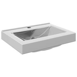Berkfield Home Wash Basin with Overflow 60x46x16 cm Ceramic Silver - Size: 60 x 46 x 16 cm