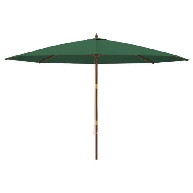 Berkfield Home Durable Garden Parasol with Wooden Pole Green 400x273 cm
