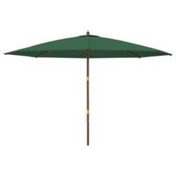 Berkfield Home Durable Garden Parasol with Wooden Pole Green 400x273 cm - thumbnail 1
