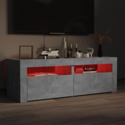 Berkfield Home TV Cabinet with LED Lights Concrete Grey 120x35x40 cm - Size: 120 x 35 x 40 cm - thumbnail 4