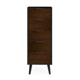 Cheshire Premium Arden 5 Drawer Narrow Chest - Walnut & Black - thumbnail 6