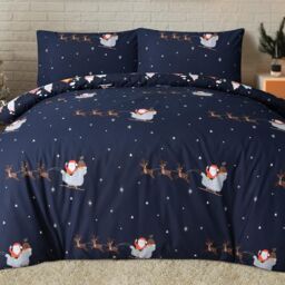 Smart Living Santa Town Xmas Festive Reversible Polycotton Duvet Cover with Pillowcases - Size: Single - thumbnail 2