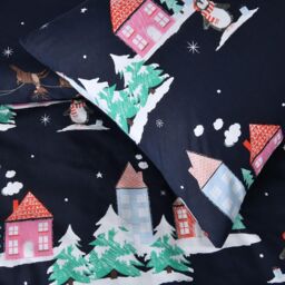 Smart Living Santa Town Xmas Festive Reversible Polycotton Duvet Cover with Pillowcases - Size: Single - thumbnail 6